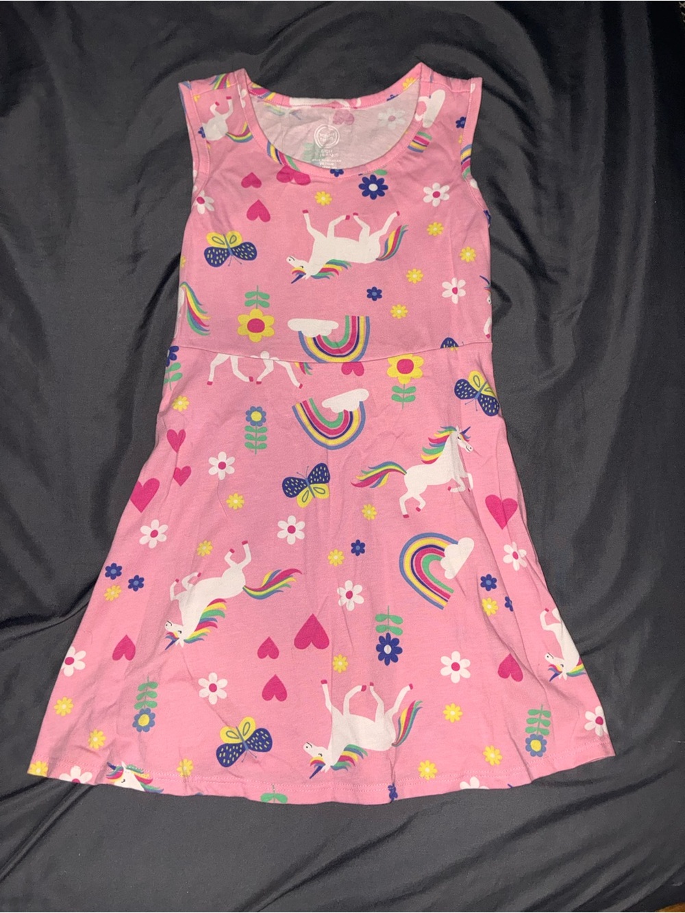 Girls' Pink Unicorn & Rainbow Sleep Dress - Kids
